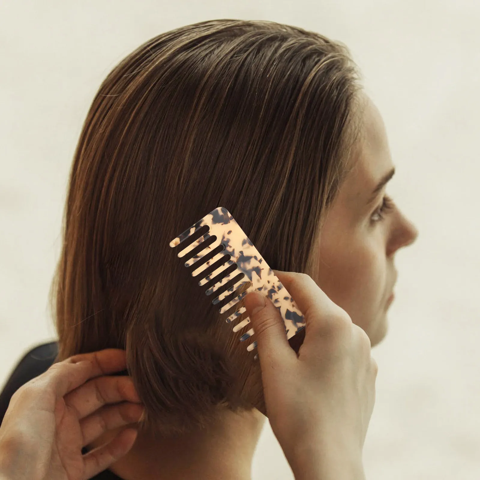 

4Pcs Anti-Static Wide Tooth Hair Comb Cellulose Acetate Detangling Thick Curly Long Hair Stylish Pattern Portable Set Women