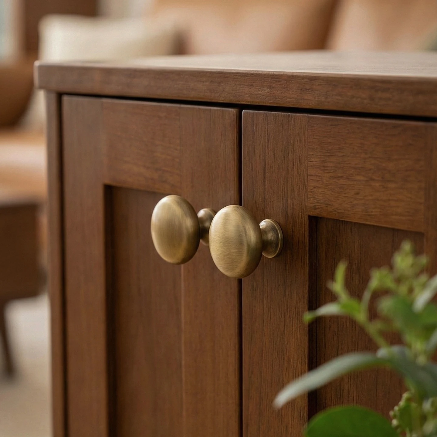 Antique brushed brass single-hole cabinet knob 17