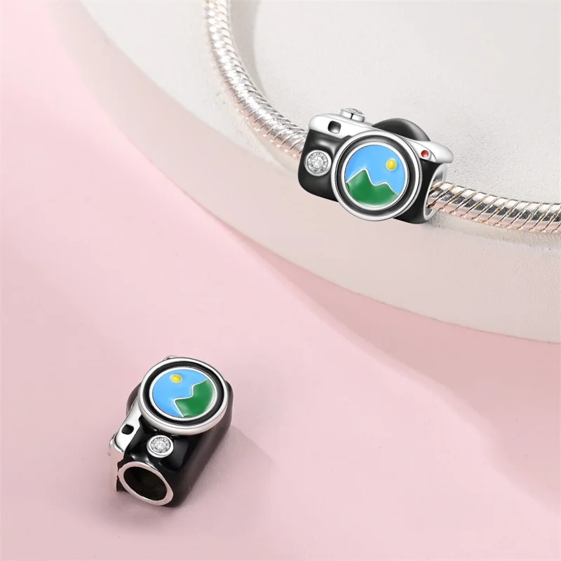925 Sterling Silver Landscape Camera Charms Beads Fit 3mm Original Bracelet DIY Women Fashion Birthday Anniversary Jewelry Gifts