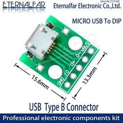 MK5P MICRO USB To DIP Adapter 5pin Female Connector Type B PCB Converter Breadboard Mini USB-01 Switch Board SMT Mother Seat