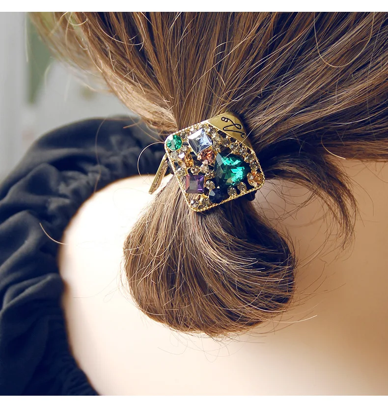 Korean Fashion Strass Elastische Haar Gummibänder Für Mädchen Krawatte Haar Ring Seil Scrunchie Büro Zubehör Pferdeschwanz Kopfschmuck