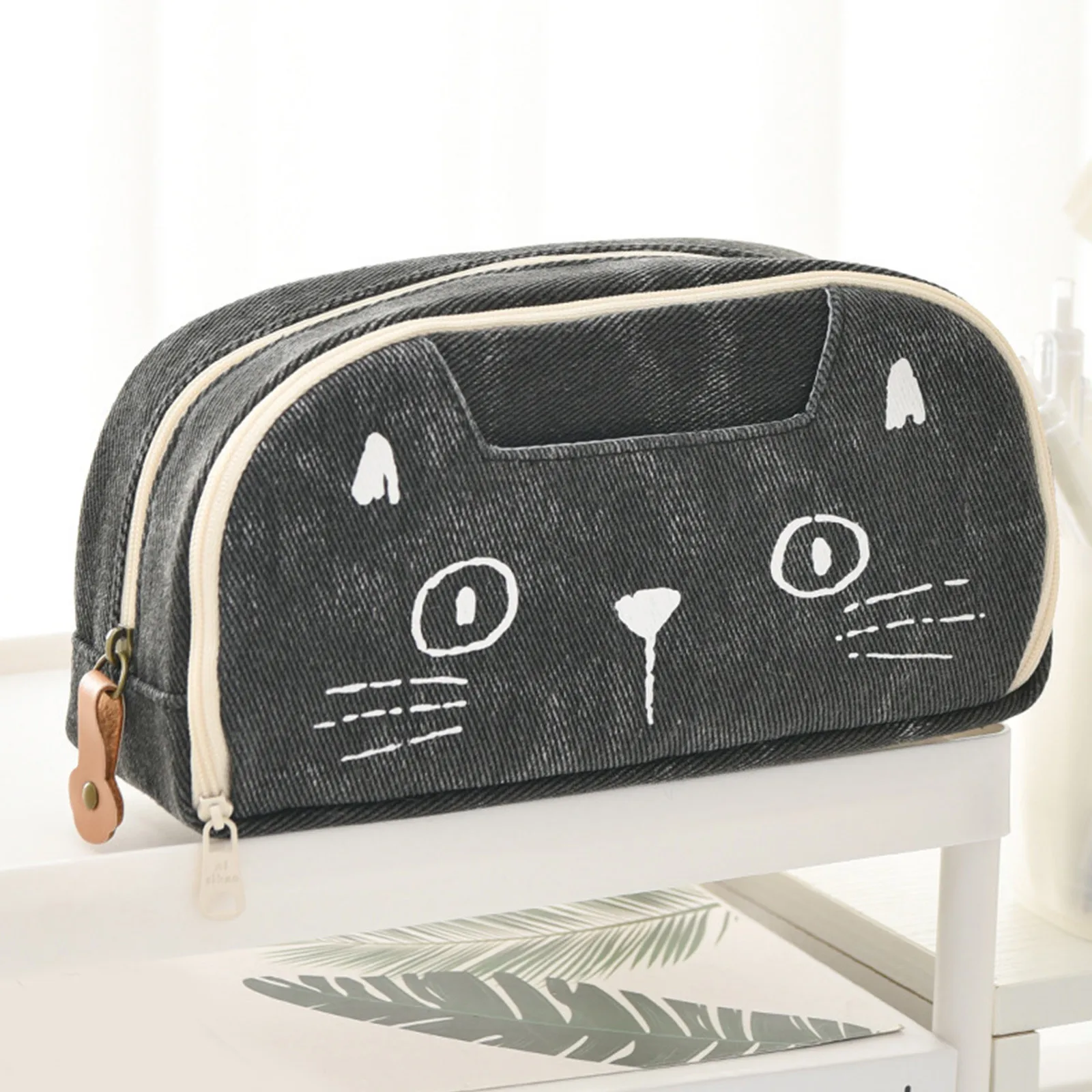 Large Capacity Pencil Case With Compartment Cute Cat Pencil Bag Stationery Storage Pen Box School Student Supplies