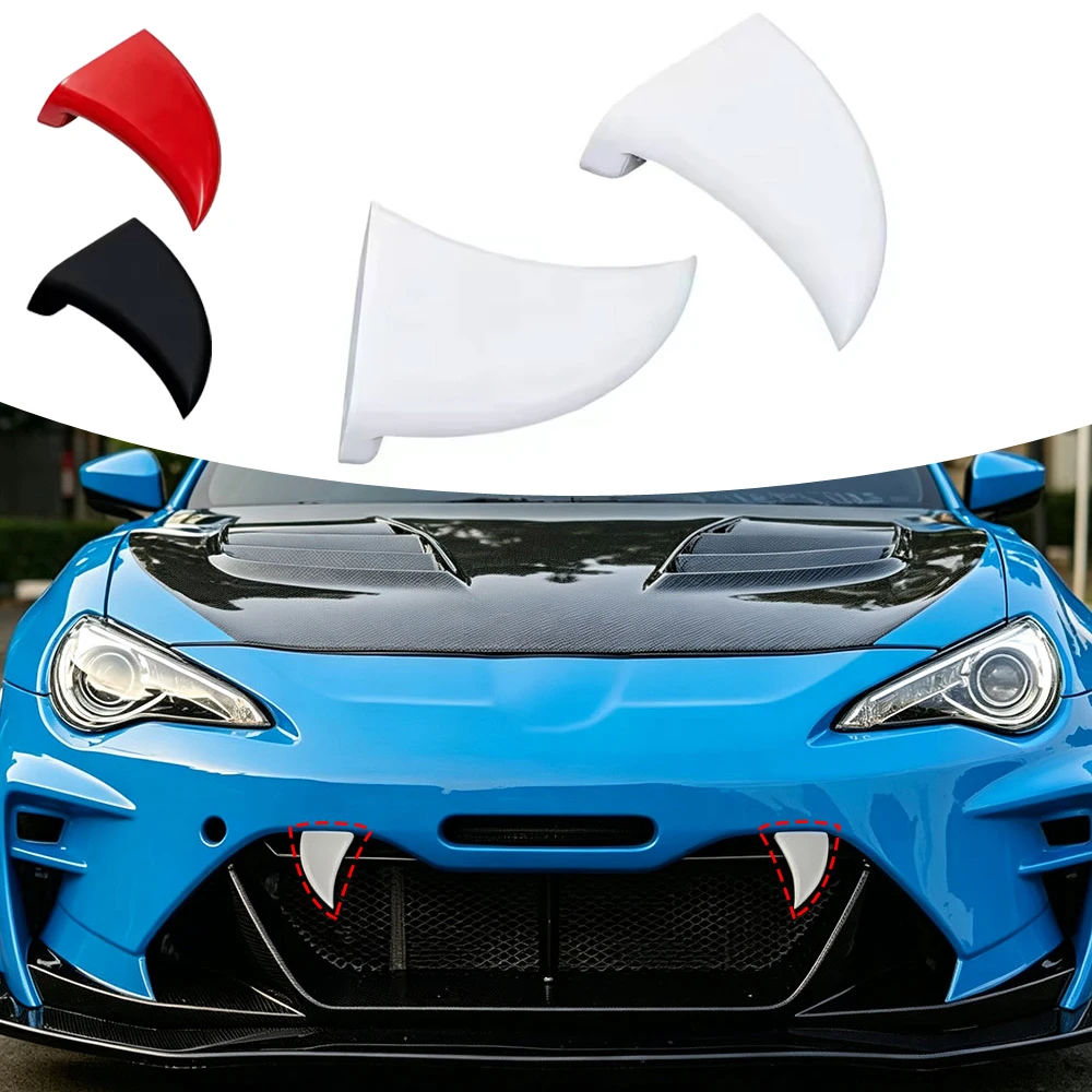 2pcs Car Front Grille Styling Decoration Accessories 3D Printed Teeth Decor for Auto Bumper Exterior Modification Halloween