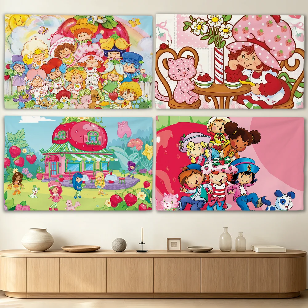 S-Strawberry Cute S-Shortcake-S flag Advertising Banner for Camping Decoration Outdoor & Garage Wall Hanging Decorations