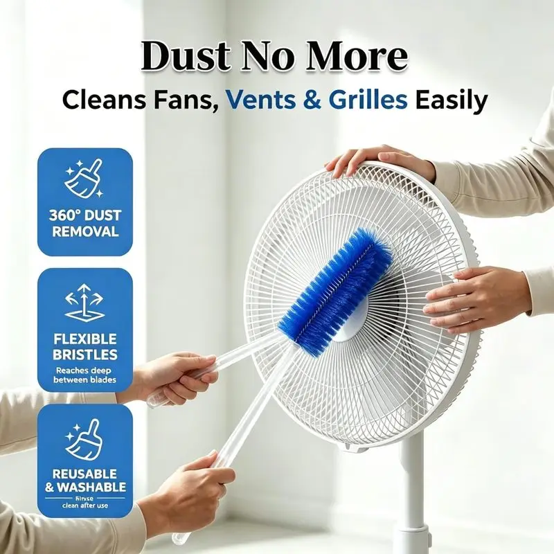 Bendable Microfiber Fan Cleaner Brush, Reusable Cobweb Duster, Washable Dust Remover Fan, Vents, Blinds, Curtai