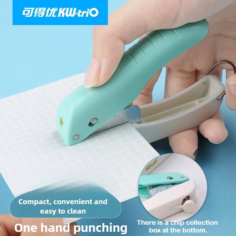 KW-Trio 4MM Single Hole Punch 9 Types Pattern Embossing Press for Handmade Scrapbook Projects Office School Supplies Stationery