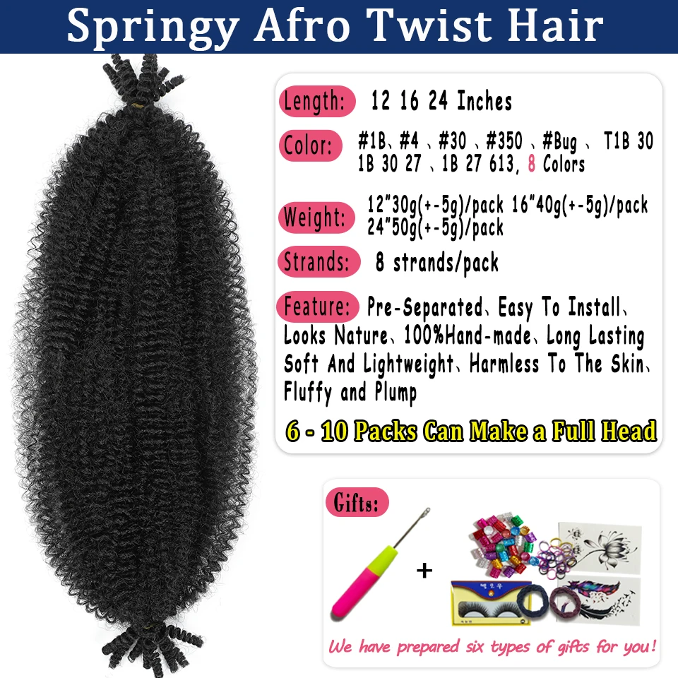 Bewill Springy Afro Twist Hair 12 16 24 inch 1B 27 30 350 4 613 Bug Ombre Marley Twist Braiding Hair Twisted UP Kinky Twist Hair