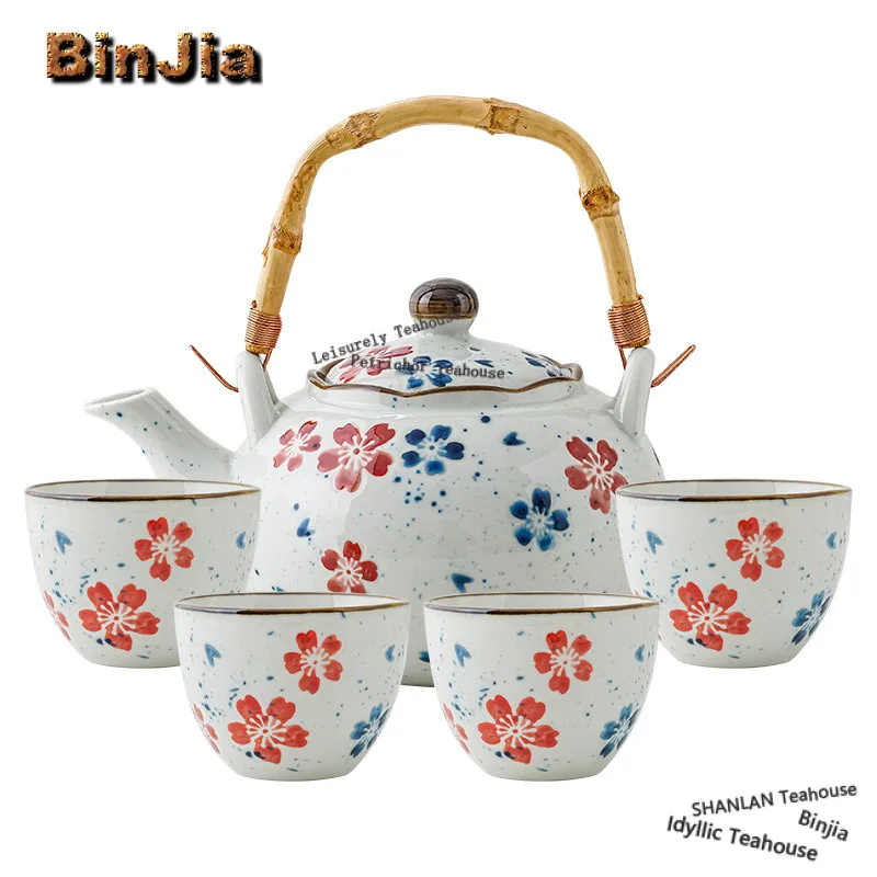 

Hand-painted Cherry Blossom Tea Set Complete Set Antique Tea Ceremony Set Household Teapot And Tea Cup Set Teaware Decoration