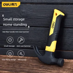 Deli Mini Claw Hammer Short/Long Handle Double Nail High Carbon Steel Household Durable Anti Slip Industrial Grade Hand Tool