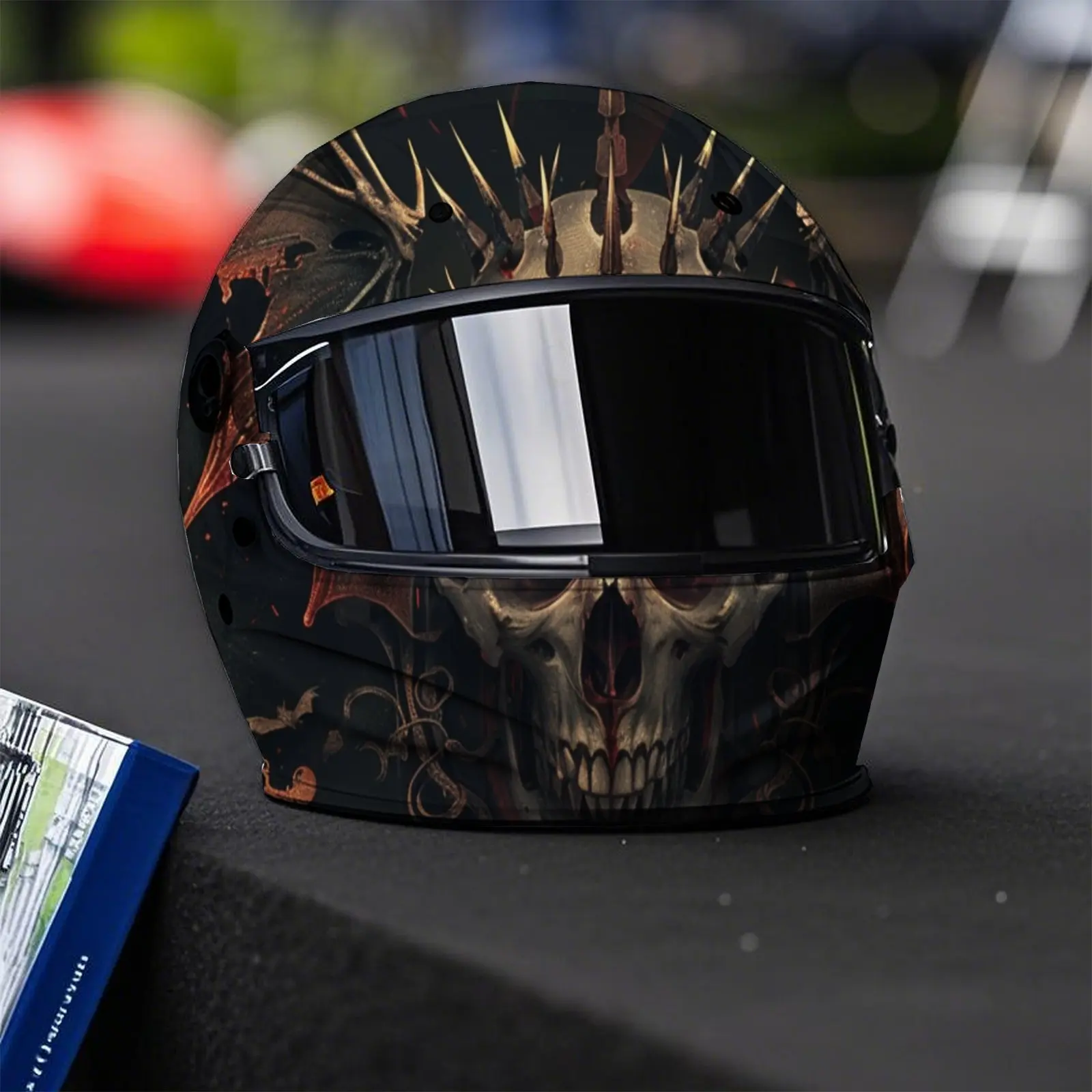 Nether Candle Demon Skull Helmet Vinyl Wraps، شارات خوذة لكامل الوجه مقاومة للماء والخدش، تصميم فني متين من مادة PVC،