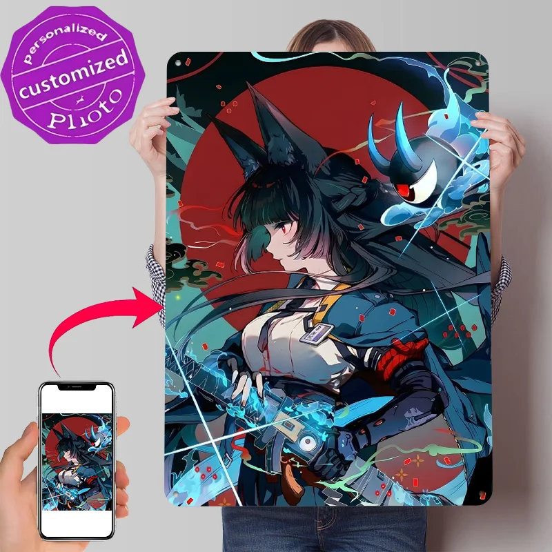 Zenless Zone Zero Hoshimi Miyabi 3D Texture Metal Poster Customized Wall Art Tin Sign Gift for Mancave Decoration Home Wand Deko