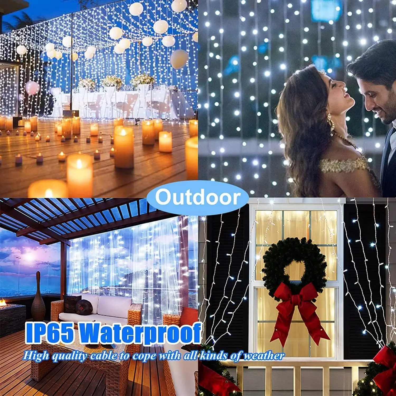 600 LED Solar Curtain Lights Outdoor Waterproof 8 Modes Fairy Light for Patio Gazebo Party Wedding Christmas Decoration Lamp