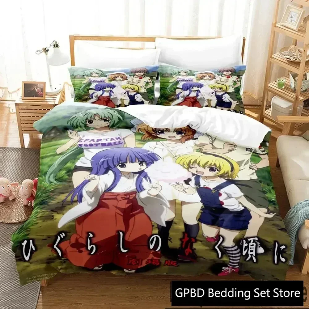

3D Print Anime Higurashi When They Cry Comfortable Duvet Cover Pillowcase Bedding Set Children Bedroom Decoration Home Textile