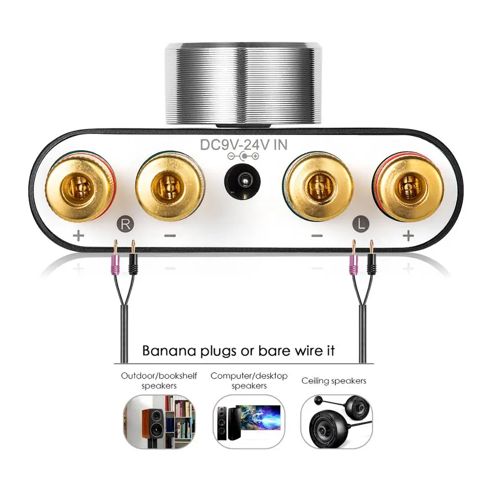 Douk Audio HiFi Bluetooth 5.0 Wzmacniacz mocy Mini TPA3116 Cyfrowy wzmacniacz audio na biurko stereo do samochodu domowego 50W + 50W