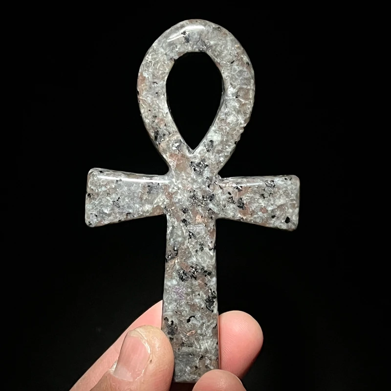 ธรรมชาติ Healing เปลวไฟหิน Anka Cross อียิปต์ Ankh Life สัญลักษณ์มือแกะสลักหัตถกรรม Orgone ใช้สําหรับสมาธิหิน