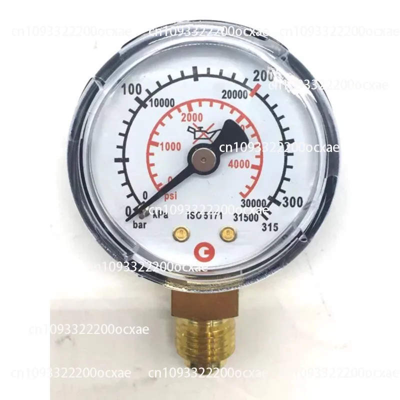

Special pressure gauge for pressure reducing valve: 315bar, special flow gauge: 45L/min, 1/4 NPT, radial dual reading