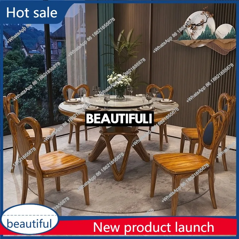 

A55 Европейский обеденный стол из массива дерева и круглый стол из мрамора с поворотным столом из черного дерева