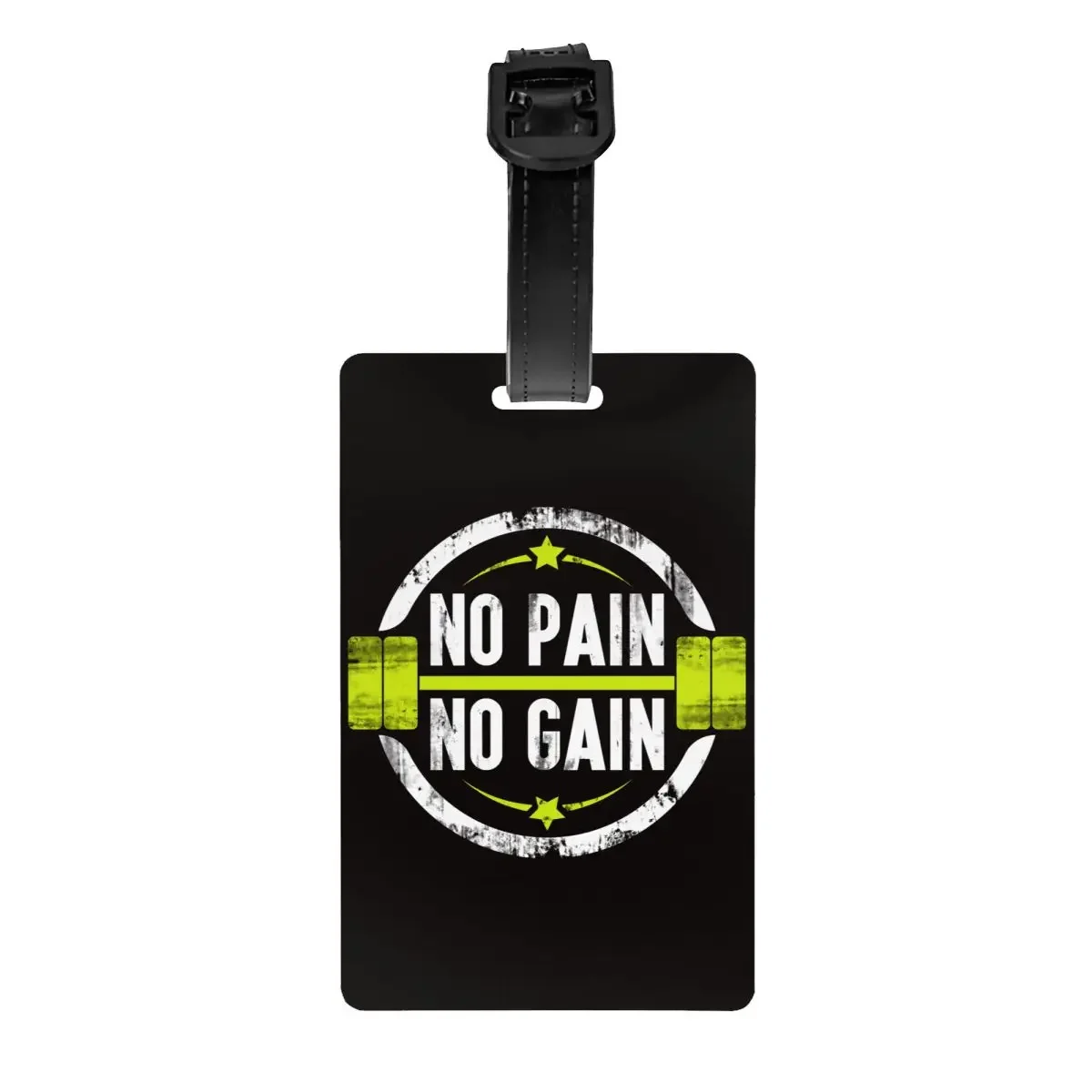 

Custom No Pain No Gain Luggage Tag With Name Card Bodybuilding Fitness Gym Privacy Cover ID Label for Travel Bag Suitcase