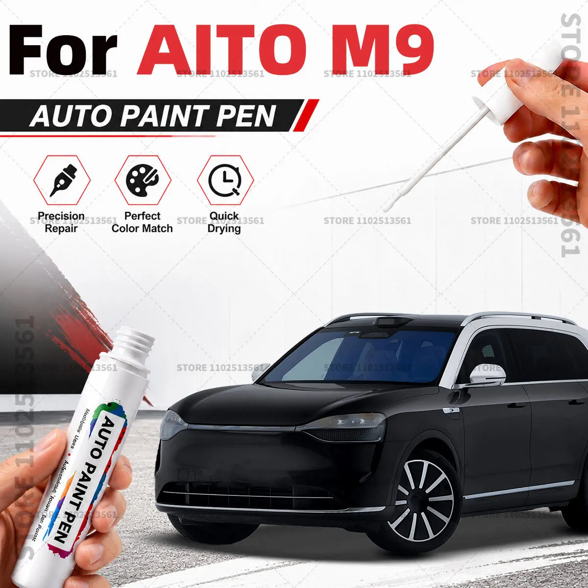 Car Paint Repair Marker Pen Quick Dry Scratch Remover Touch Up Coating Pen For Auto Accessories For AITO M9 White Black Blue Red