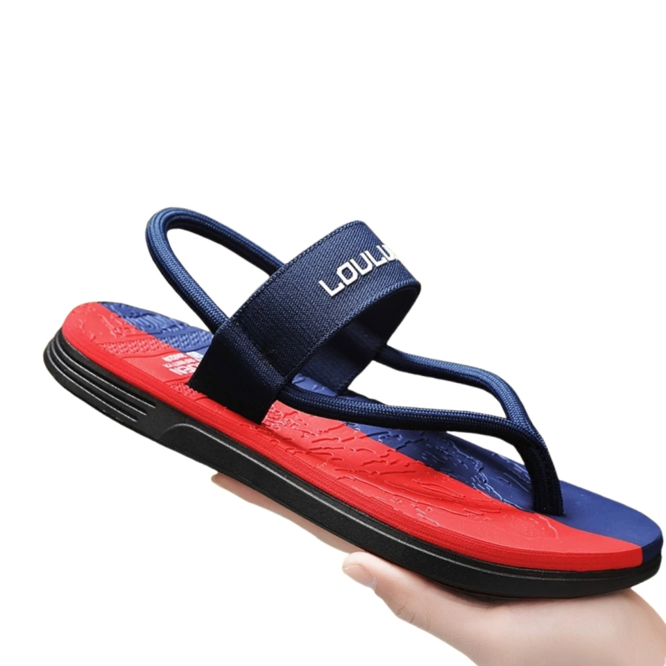 

2024 Summer Men's Slippers Outdoor Sandals Beach Ankle Wrap Shoes Men Comfortable Flip Flops Slides Casual Shoes Men Slippers