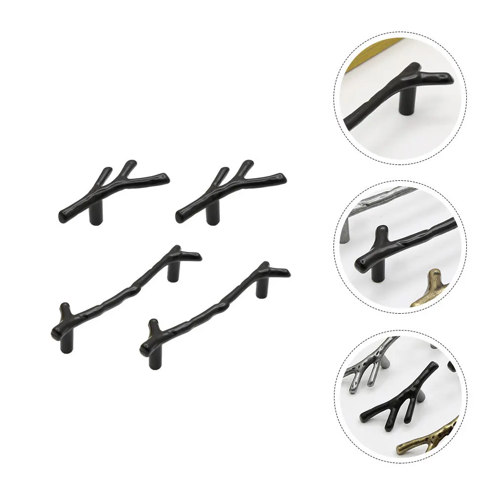 4Pcs Branch Shaped Handles Rustproof Smooth Finish Decorative Knobs for Cabinets Drawers Wardrobes Shoes Cabinets Furniture
