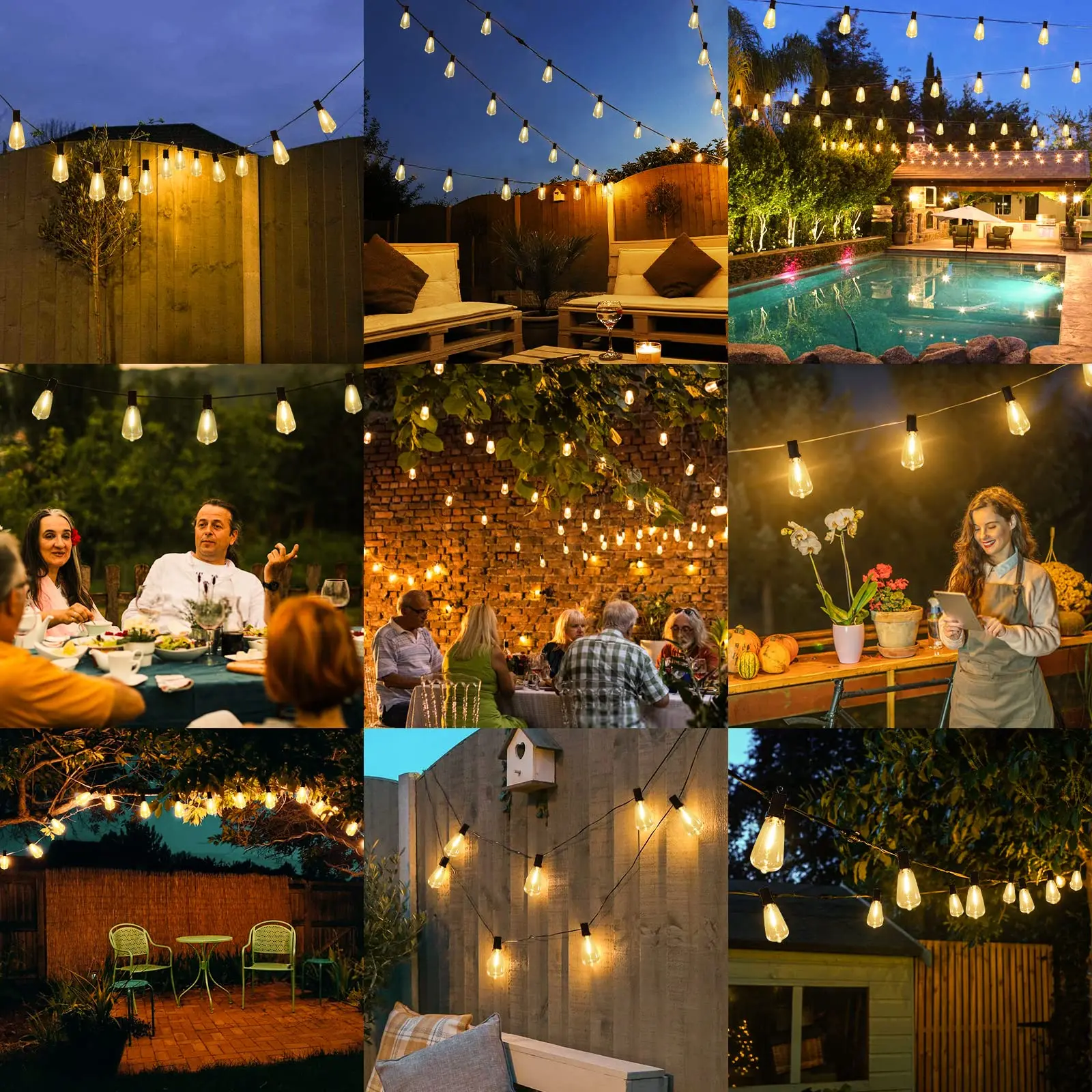 Imagem -06 - Garland St38 Outdoor String Lights 25ft 50ft E12 Soquete Shatterproof Pátio Jardim Decor Fada Conectável Ip44 Fairy Light Chain