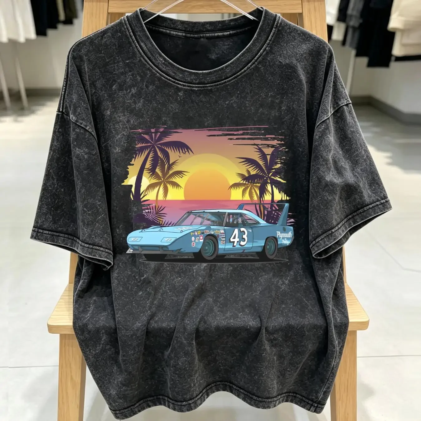 washed T Shirt Richard Petty 43 Superbird Famous Car long or short sleeves vintage Washed Breathable Slightly Unisex graphic