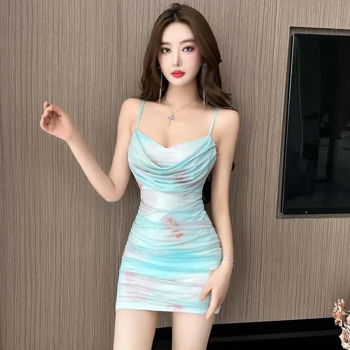 コケットセクシーなドレス女性のためのグリーンショートタイトミニメッシュボディコンサンドレススリップノースリーブコルセット女性ドレスレトロ美的