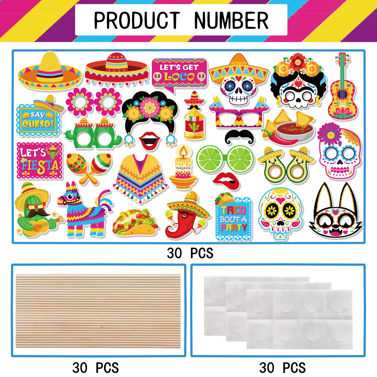 Set de Decoraciones para Fiesta del Cinco de Mayo, Artículos para Fiesta Mexicana, Pancarta, Globos, Adornos para Pastel, Accesorios para Fotomatón, para Cumpleaños y Carnaval