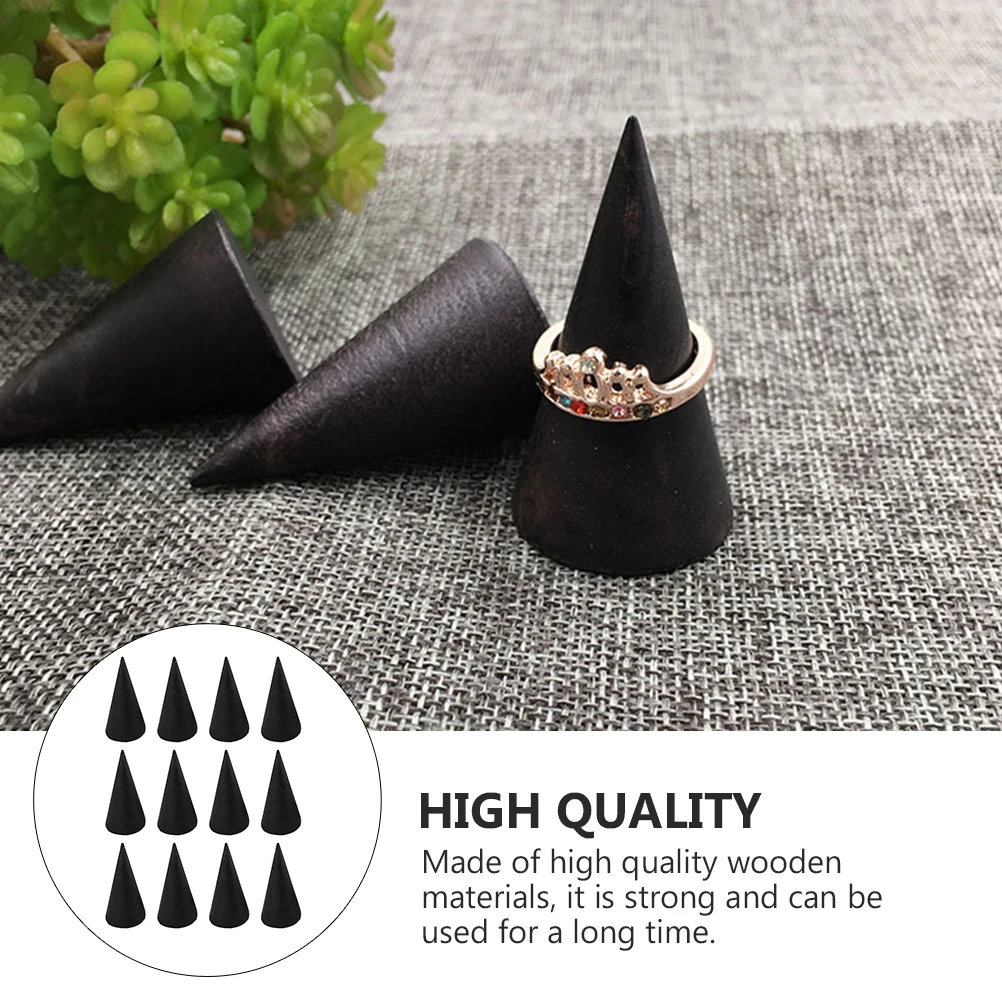 

12pcs Wooden Cones Ring Display Stands Durable Jewelry Holder For Finger Ring Retail Shop Organizers Cone Stand