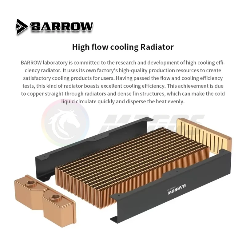 Barrow Watercooling 360 Copper Radiator High Density Single Wave, G1/4\'\' 40mm Thick For 12cm Fan DIY Watercooler Rad,Dabel-40a