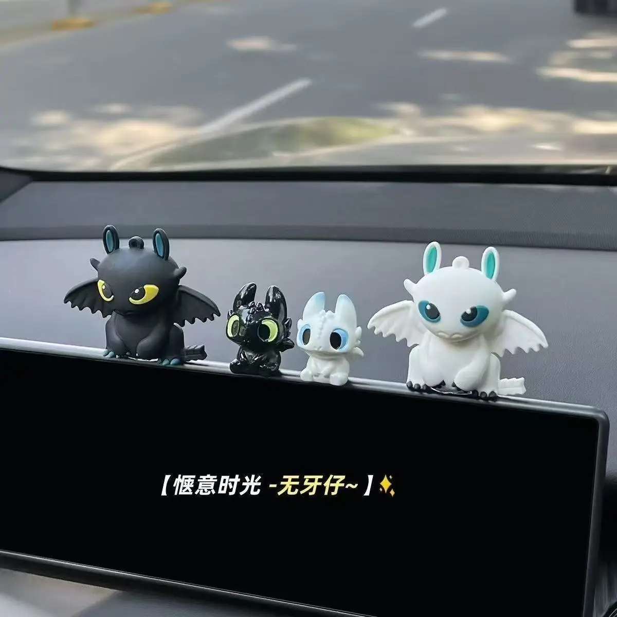 Bandai Anime How to Train Your Dragon Action Figures Toothless Car Center Console Ornaments Doll Model Kids Toys Fans Gifts