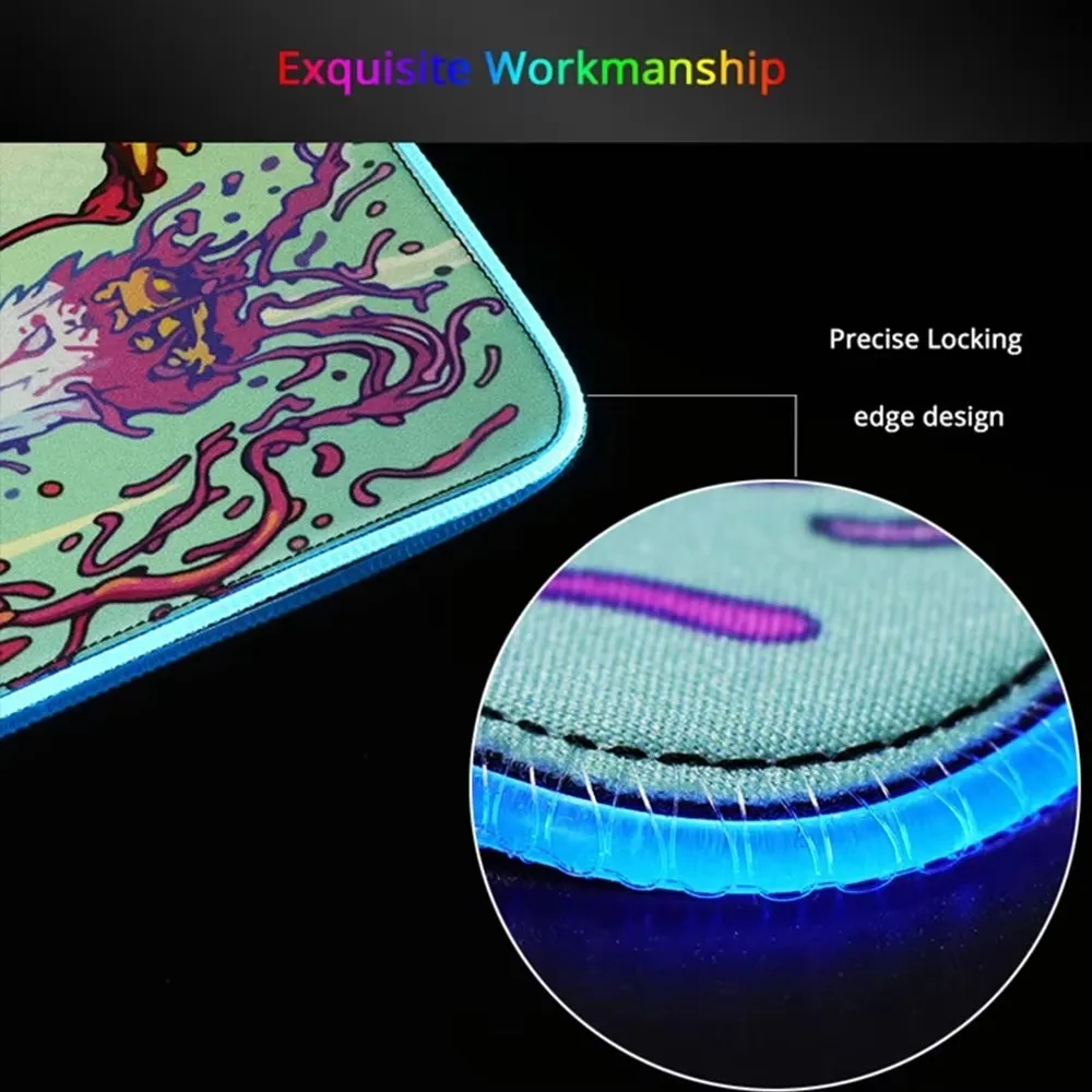 RGB Mouse Pads Demon Slayer Muichiro Tokito Mousepad Gaming Computer Led Mat Gamer Table Mats XXL Rubber Anti-slip Keyboard Rug