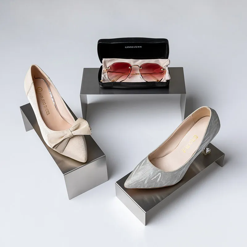 

Stainless Steel U-Shaped Shoe Rack Handbag Display Stand for Store Window Showcase Holder Live Streaming Bag Holder Shelf