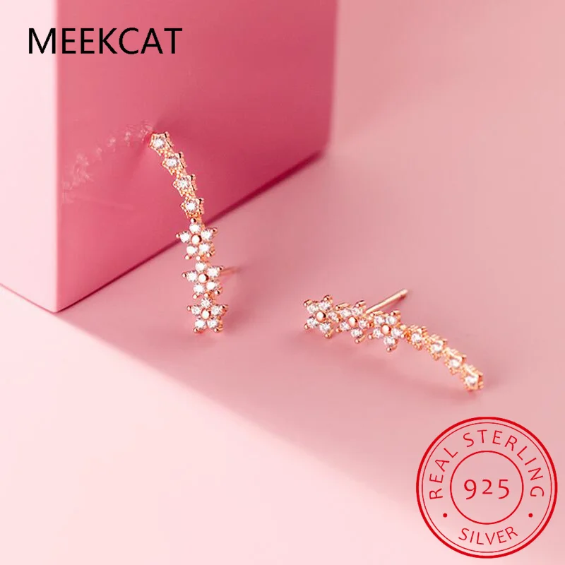 2023 New All Round Moissanite Earrings for Women 0.43ctw Climber Earrings Studs 925 Silver Certified Original Engagement Jewelry