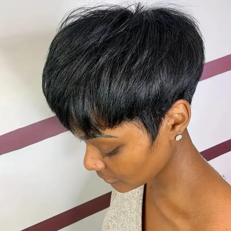 

Короткие парики боб для женщин, прямые многослойные волнистые парики, полностью машинные парики