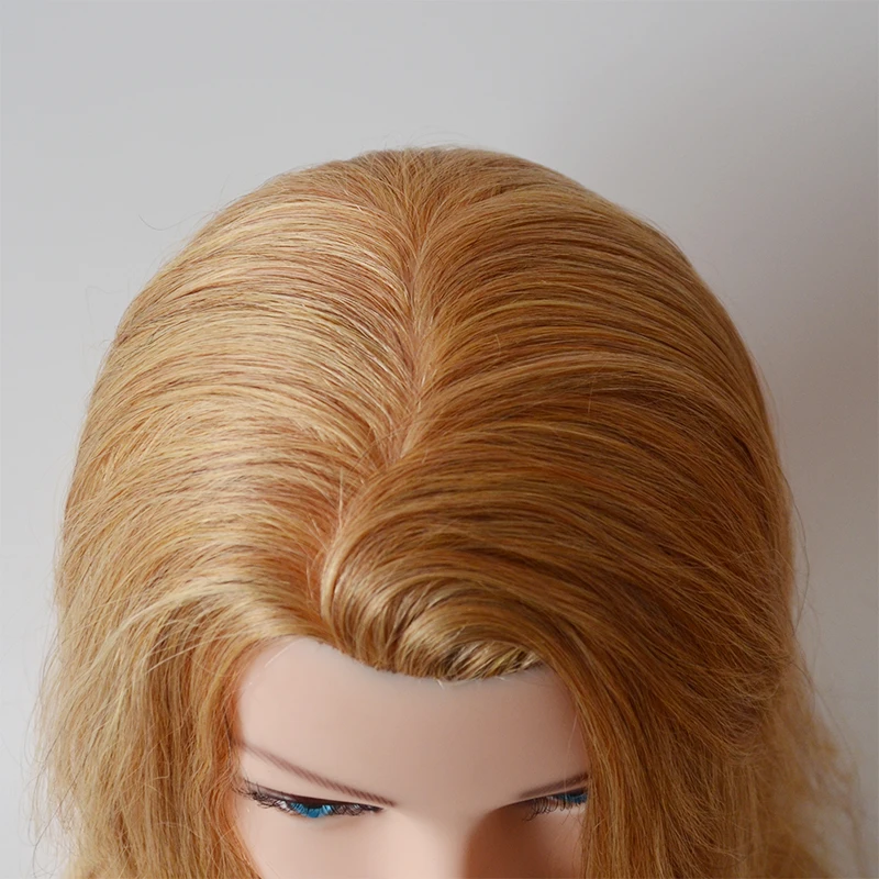 High Grade Mannequin Head  100%Real Natural Human Hair 24" Hairdressing Head Dummy Dolls Blonde Hair Training Head With Shoulder