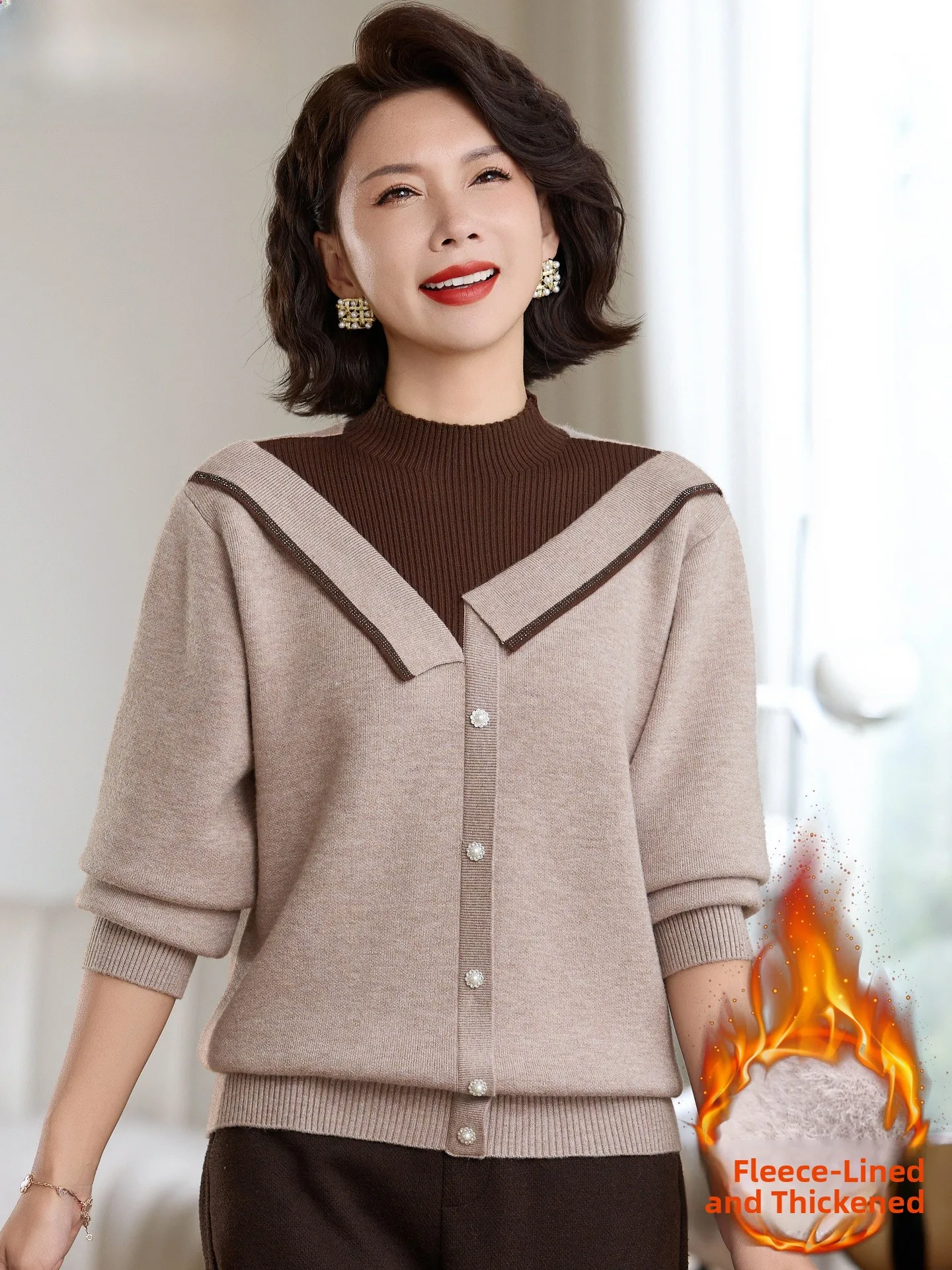 

Модный женский утепленный вязаный свитер на флисовой подкладке, базовый слой для осени и зимы, теплый, износостойкий, легко чистится