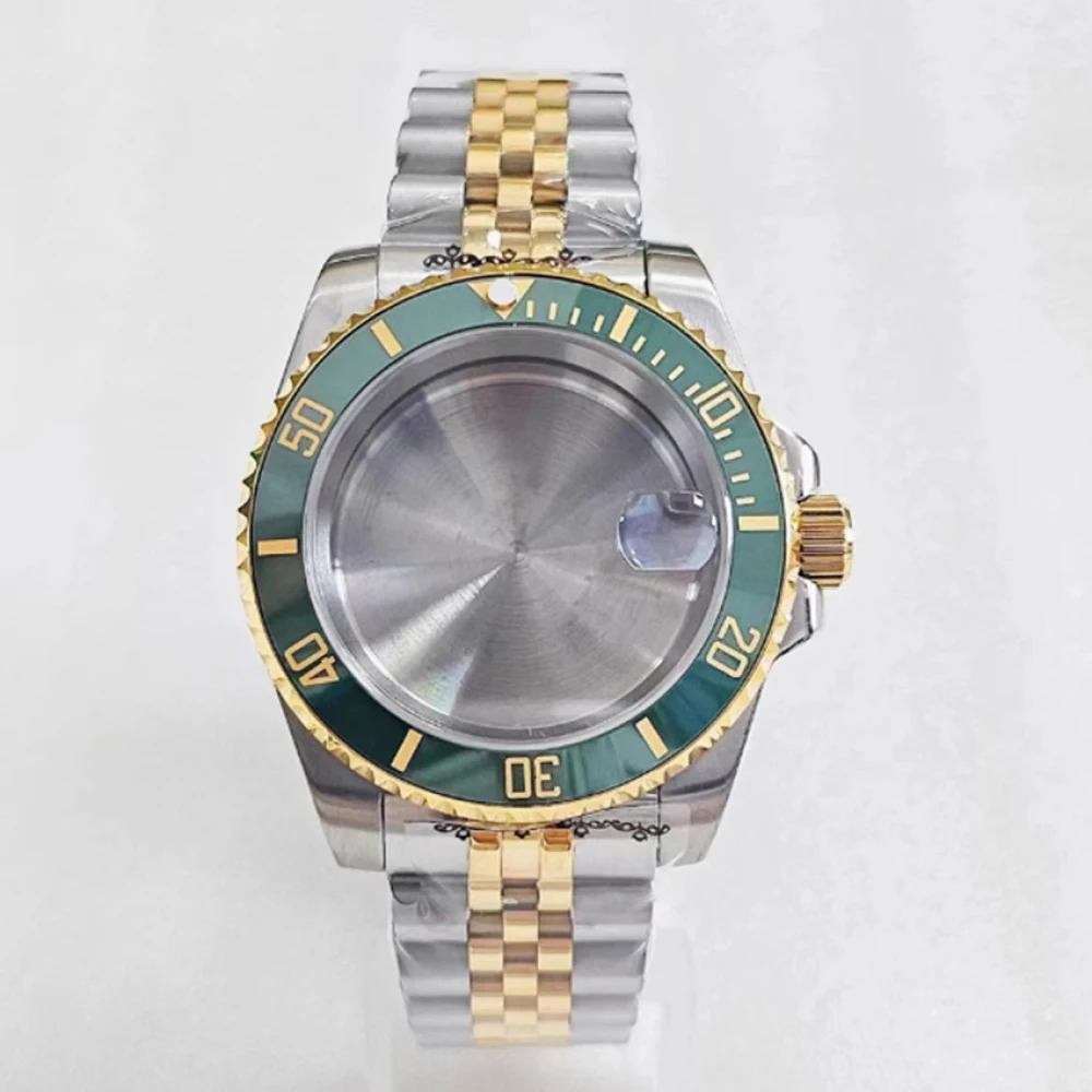 40mm Watch Case + Strap for NH35 NH36 Movement Sapphire Glass Mirror Shell Watchband Watch Accessories