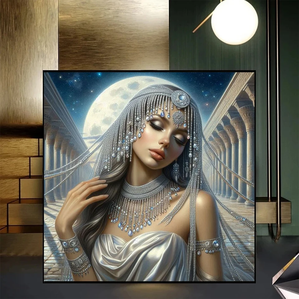 Diamond Painting Long Haired Beauty,Diamond Jewelry Rhinestone Pictures 5D DIY Diamond Mosaic Woman Handmade Portrait Home Decor