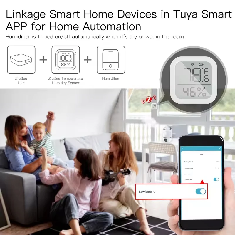 MOES Tuya ZigBee 3.0 مستشعر درجة الحرارة والرطوبة للمنزل الذكي مع شاشة LED يعمل مع مساعد Google وTuya Zigbee Hub #4