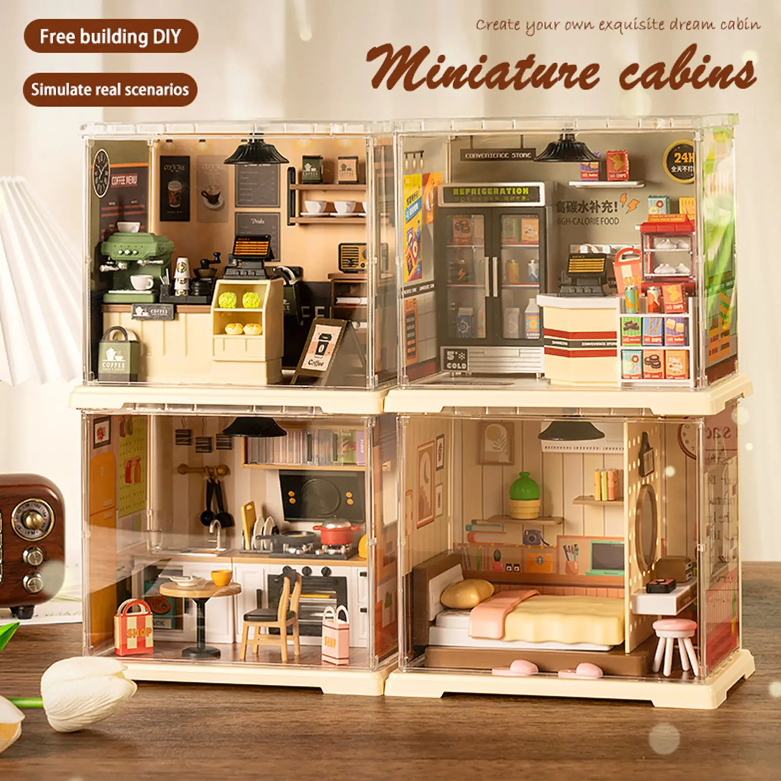 Scena DIY Mini Wykwintny Dom do Składania Model Oświetlenie Klocki Konstrukcyjne Puzzle 3D Zabawki Prezent