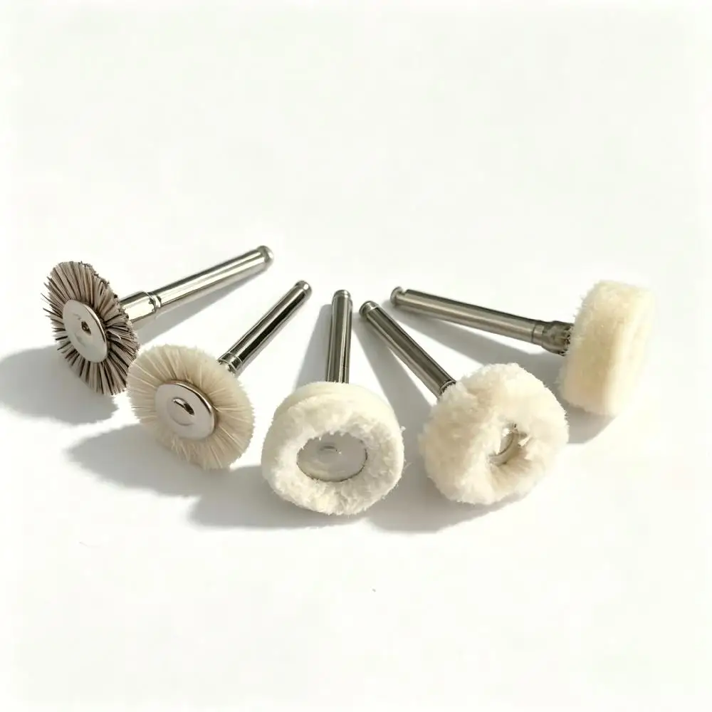 10Pcs Dental 2.35mm Polisher Brush Wool Cotton Polishing Wheel for Low-Speed Contra Angle Handpiece Dentistry Use