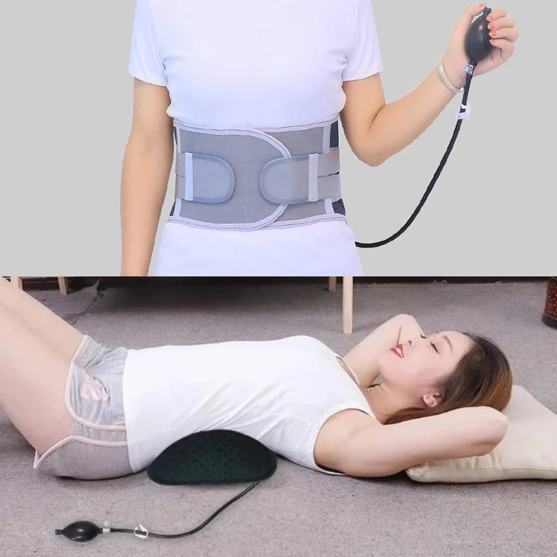 Air Inflatable Lumbar Support Pillow Back Support Airbag Cushion with Pump Portable Backrest for Car Office Chair Home Travel