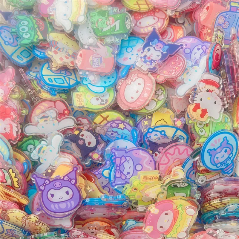 100-500g 4cm Sanrio Hello Kitty Kuromi 4cm Acrylic Pendant Sanrio Melody DIY Accessory Keychain PP Clip Patch Waterproof