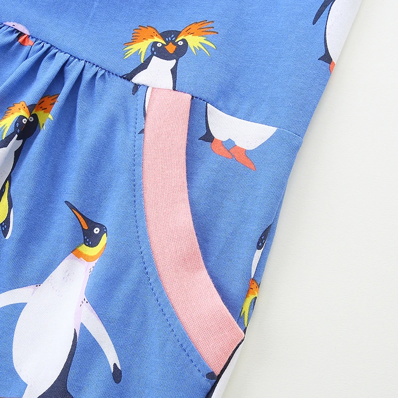 Little maven Spring Autumn Children Clothing Girls Cartoon Cute Penguins Baby Girl Princess Dresses Cotton Kids Clothes Vestidos