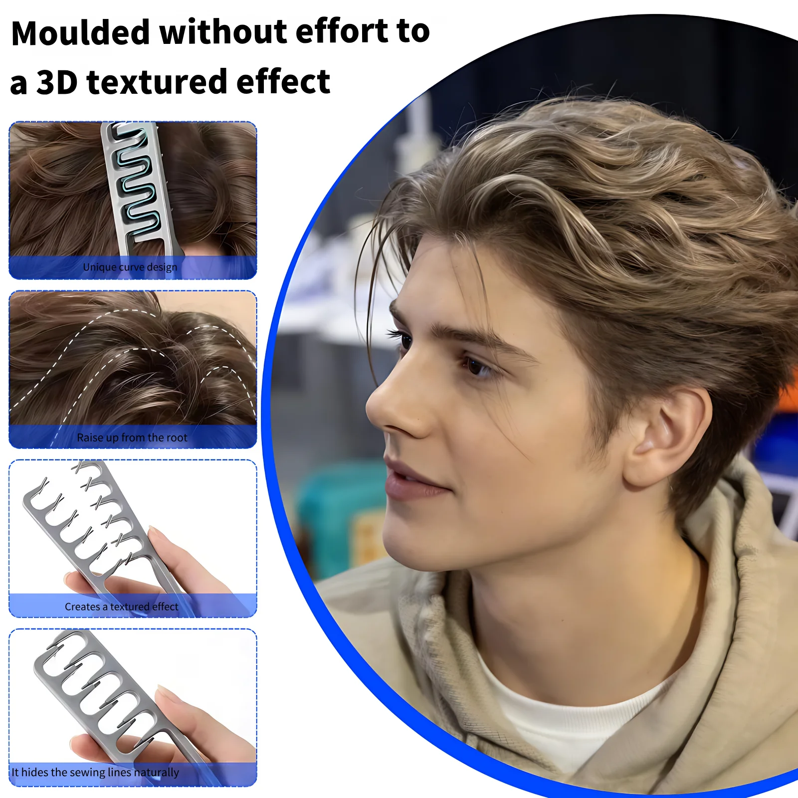 2Pcs Men Hair Styling Comb Set Wide Tooth Texture Comb For Oil Head Hairstyle Daily Use