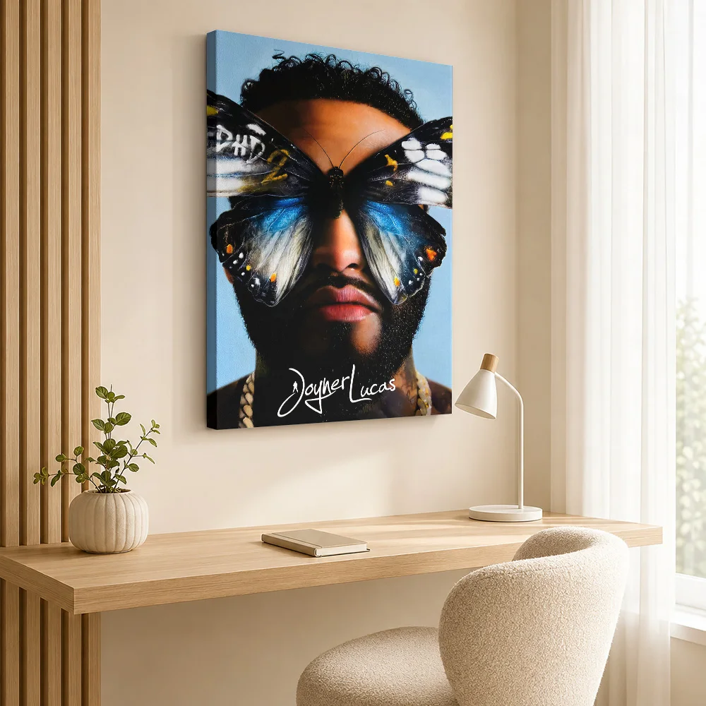 Joyner Lucas ADHD 2 Album Framed Canvas Print Customized Photo Detailed Illustration Wall Art For Record Shop Listening Area