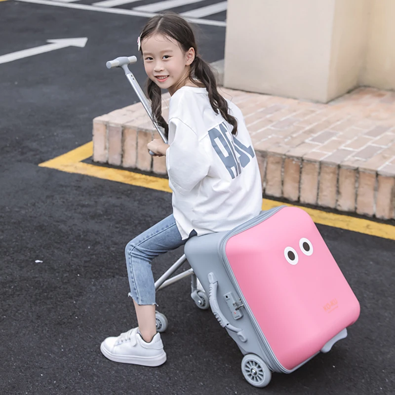 Children\'s Suitcases Can be Ridden in Trolley Suitcases For Boys and Girls and Expanded Luggage with Guardrail Brakes