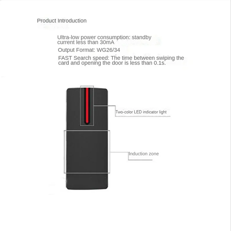 IP68 impermeável IC Card Reader, 13.56Khz, Proximity Card Access Control, Slave Reader, Suporte Wiegand, 26/34 Saída